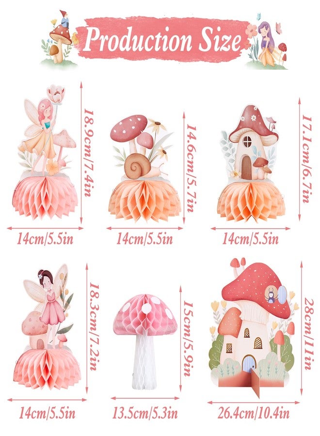 SUNBEAUTY 12 PCS Fairy First BirthdayHoneycomb Centerpieces for Tables Mushroom Honeycomb Centerpieces Birthday Party Decorations Fairy Party Decor Mushroom Party Dcorations - Image 2
